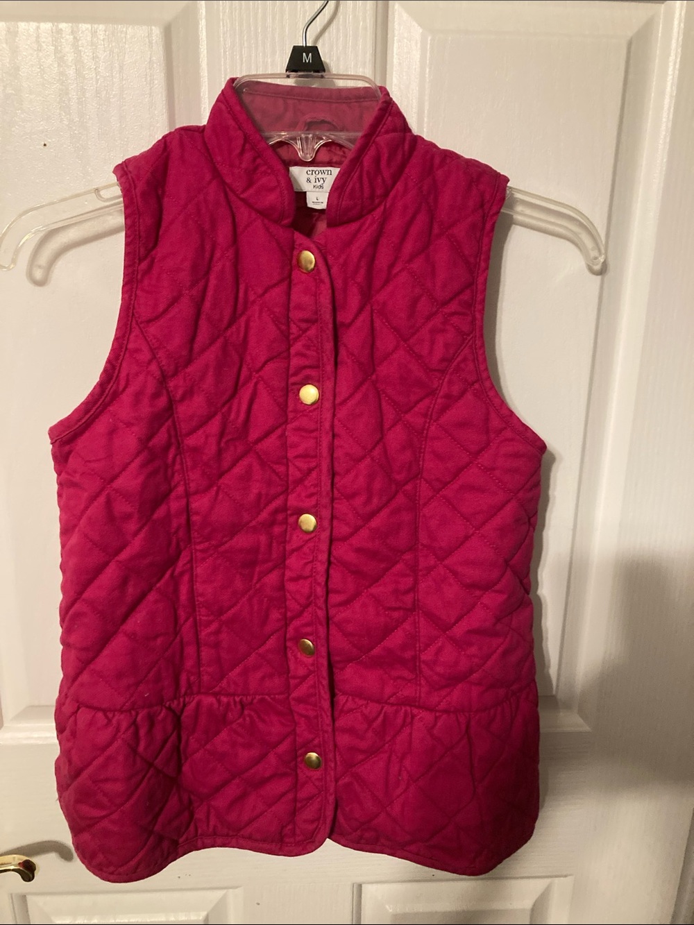 50% off bundled, crown & ivy Kids Quilted Vest in Fuchsia with Gold Buttons